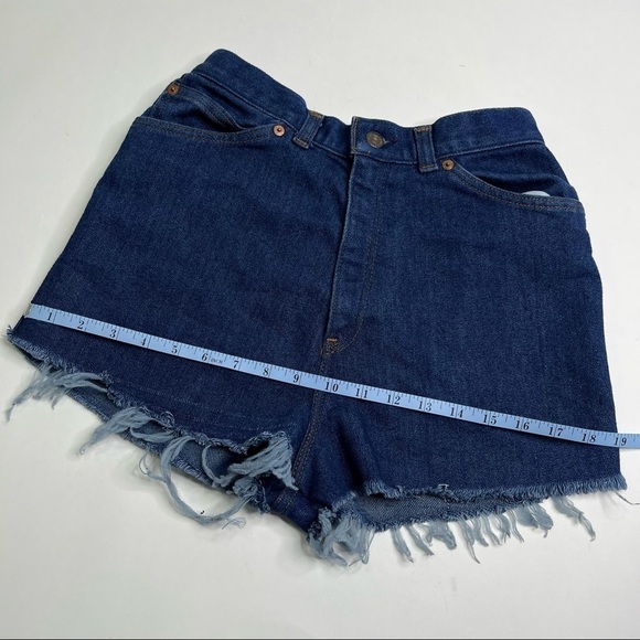VINTAGE Levi’s High Waist Floral Pocket Orange Tab Raw Hem Booty Short Shorts - Picture 10 of 12